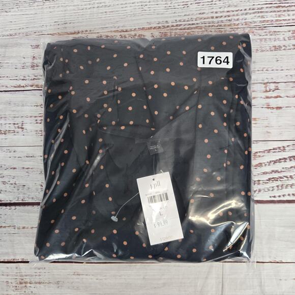 J Jill Wearever Collection Midi Dress Size L Black Polka Dot Belted Lined NWT - Picture 14 of 14